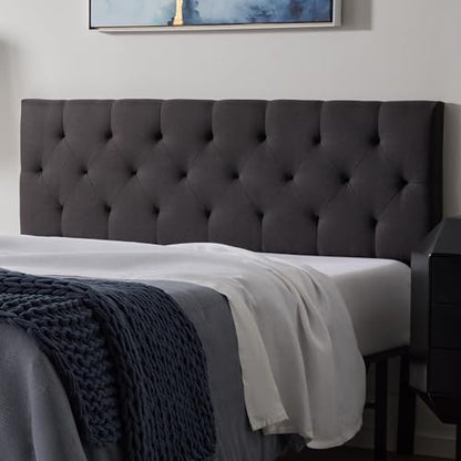 Lucid Mid-Rise Upholstered Headboard - Diamond Tufted - Padded Polyester - Adjustable Height from 34” to 46” - Easy Assembly - Bed Frame or Wall Mount - Sturdy - Charcoal - Twin / Twin XL Size - color: Charcoal, size: Twin/Twin XL