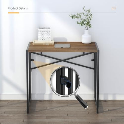 Lutown-Teen Folding Computer Desk 32 inch, Espresso | Writing Gaming Computer Camping Table, No Assembly Required Home Office Desk for Small Spaces - color: Espresso, size: 32 Inch