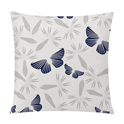 COMMINY Blue Grey Pillow Covers 16x16 Set of 6 Decorative Daisy Flower Throw Pillow Cover for Couch Modern Farmhouse Cushion Pillow Case for Living Room Patio Home Decor | spring floral, wild flower bloom, decorative cushion cover, Breathable Linen, Accen