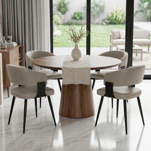 Dining Chairs Set of 4, Modern Faux Leather Kitchen Chairs | Faux Leather Upholstery, Curved Back, Metal Legs, Easy Clean, Dining Room, Breakfast Nook, Restaurant, Cafe, Matte Gray - color: Matte Gray, size: Set of 4