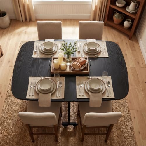 Multifunction Table Drop Leaf Dining Table - 47" Wooden Foldable Kitchen Table with 6 Wheels (Black) - color: Black