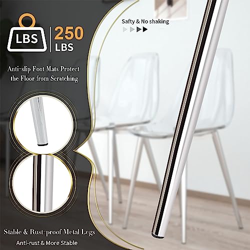 Baysitone Clear Dining Chairs Set of 4, Modern Kitchen Chairs with Transparent Seat, Acrylic Accent Side Chairs with Metal Legs for Dining Room, Kitchen, Living Room with Silver - color: Silver, size: Set of 4