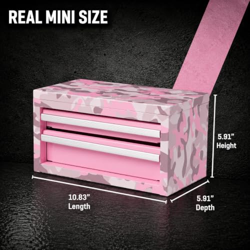 Mini 10.83-in W x 5.91-in H x 5.91-in D 2-Drawer Steel Tool Box Camo Pink, 2 Drawer - color: Pink Camo, size: 2 Drawer