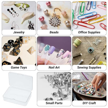 5 Pcs Mini Plastic Storage Containers Box with Lid, Small Storage Containers Travel Case 4x3x1 Inches Clear Rectangle Box Organizer for Collecting Small Items, Beads, Jewelry, Cards, Crafts