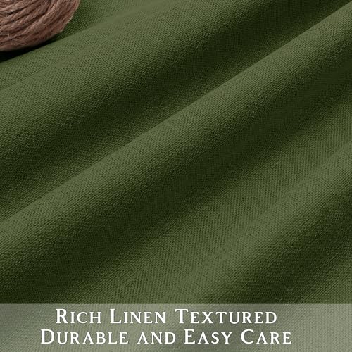 ChrisDowa Olive Green Blackout Curtains 45 Inches Long 2 Panels for Bedroom | Room Darkening,Light Blocking,Thermal Insulated,Faux Linen,Farmhouse,Grommet,Window Treatment,Drapes,Living Room,52x45 - color: Olive Green, size: 52"W x 45"L (Pack of 2)