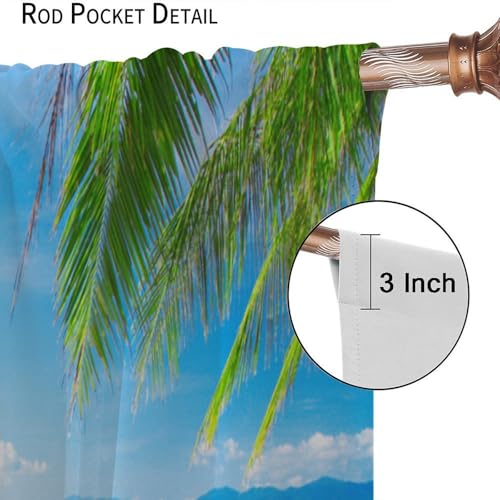 Summer Flamingo Curtain, Ocean Beach Tropical Palm Leaf Window Drapery Treatments for Bedroom Living Room Kitchen Bathroom 42" W X 45" L(No Blackout) - color: Flamingo-6, size: 20.5"W x 45"L (Pack of 2)