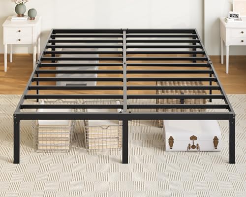 Allewie Full Size Bed Frame, 14 inch Metal Platform Beds with Storage Space, No Box Spring Needed and Easy Assembly, Black - color: Black, size: Full
