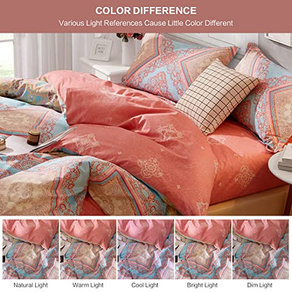 SAPHREAS Twin Size Bohemian Duvet Cover Set 2pcs Pink Cotton Boho Bedding Comforter Cover Set Blue 1 Duvet Cover 1 Pillow Sham - color: Celia, size: Twin (68"x90")