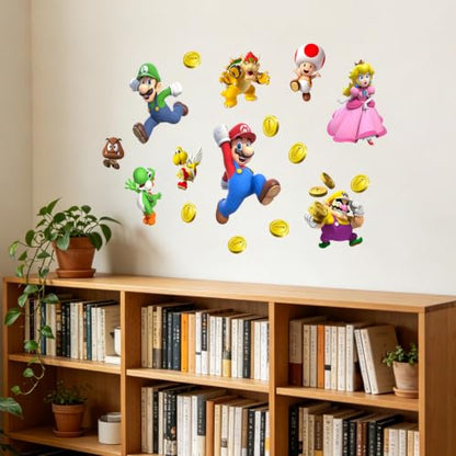 Mario Wall Stickers, Removable Wall Decals, Peel and Stick Wall Decals, Cute Bedroom & Birthday Decor