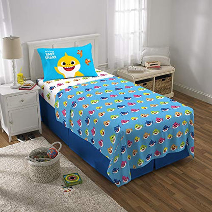 Franco Kids Bedding Super Soft Sheet Set, Twin, Baby Shark - color: Baby Shark, size: Twin