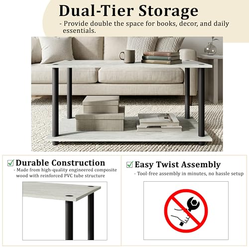 Coffee Table with Open Storage Shelf, Modern Design, Brown - color: Brown