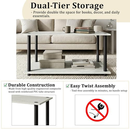 Coffee Table with Open Storage Shelf, Modern Design, Brown - color: Brown