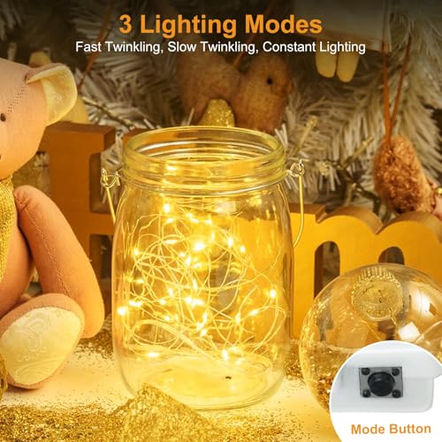 btfarm 50 Pack Fairy Lights Battery Operated Twinkle Lights with 3 Modes | 7Ft 20 Led String Light, Waterproof Bulk Small Mini Silver Wire for Christmas Mason Jars Wedding Table Centerpiece,Warm White - color: Warm White, size: 50 Pack