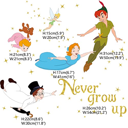 Runtoo Baby Wall Decal Stickers for Kids Bedroom Nursery Classroom | peel and stick, for boys and girls, never grow up, quotes, vinyl, removable, wall art decor