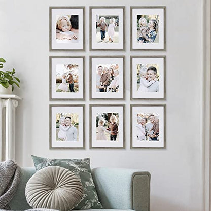 Sheffield Home 9 Piece Gallery Wall Frame Set, 11x14 Inch, Natural - color: Natural, size: 11x14 Inch