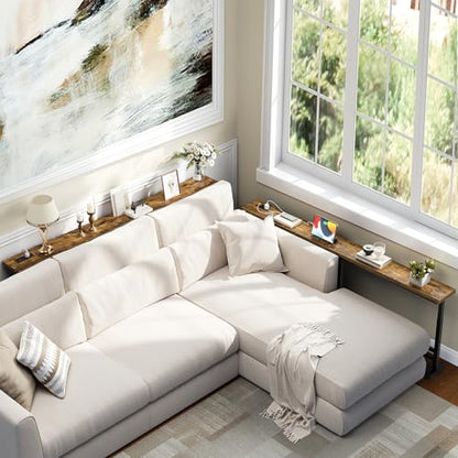 Narrow Console Table with Outlets, Skinny Behind Couch Table, Narrow Long Sofa Table for Living Room, Hallway, Entryway