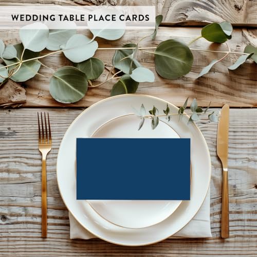 Andaz Press Table Tent Printable Place Cards, Navy Blue 20-Pack, Seat Placement Cards Blank Place Card For Table Settings Name Card for Baby Bridal Wedding Shower, School Graduation Food Placecard - color: Navy Blue
