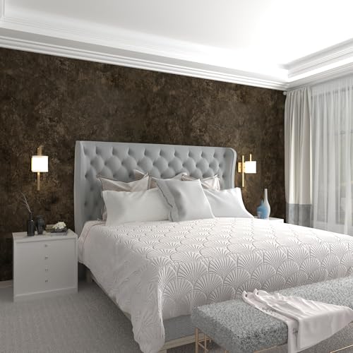 3yecao 31"×354" Big Roll Large Size Extra Wide Thick Dark Brown Tan Grey Concrete Wallpaper Peel and Stick Vinyl Waterproof Glossy Charcoal Taupe Gray Concrete Cement Contact Paper for Bedroom Walls - color: Dark Brown Grey, size: 31" x 354"