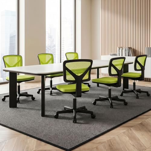 OLIXIS Armless Home Office Chair, Ergonomic Small Desk Chair | Mesh Back, Removable Washable Foam Cushion, Height Adjustable, Rolling Swivel Wheels, Small Space, Green - color: Green