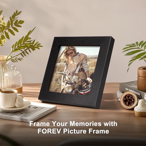 TOFOREVO 4x4 Picture Frames Set of 6, Black | Wood Grain Design, Wall Mounting or Tabletop Display, for Christmas Mother's Day Father's Day birthday - color: Black Wood Grain, size: 4x4