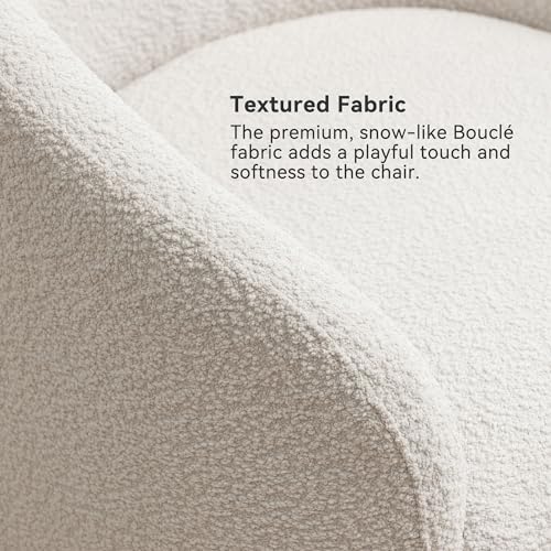 KINWELL 32" Wide Modern Boucle Swivel Barrel Chairs Set of 2, No Assembly Round Upholstered Swivel Accent Armchairs for Living Room, Bedroom (White) - color: White, style: Set of 2