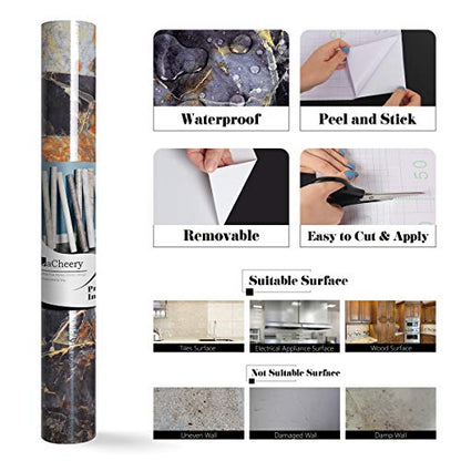 LACHEERY Sapphire Look Marble Contact Paper for Countertops Decorative Self Adhesive Wall Paper Roll Removable Marble Peel and Stick Wallpaper for Kitchen Cabinets Liners Backsplash Table 15.8"x80" - size: 15.8" x 80"