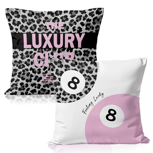 Pink and Black Leopard Print Lucky 8 Ball Pillow Covers 18x18 Double-Sided, Luxury Funky Y2k Wild Animal Print Decorative Throw Pillow Covers Cases for Girls Room Dorm Apartment Home, Set of 2 - color: 19color