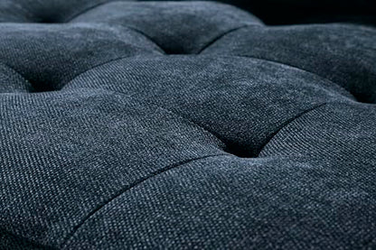 Signature Design by Ashley Loveseat Sofa, Navy Blue, No Assembly, Bixler | Chenille fabric blend, Durable foam cushions, Mid-century modern style, Track arms - color: Blue