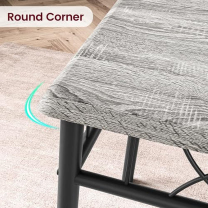 CABIHOME Dining Table Set - 5 Piece Rectangle Kitchen Table with 4 Upholstered Chairs, Perfect for Small Spaces & Apartments - Retro Gray - color: Retro Gray, size: Table with 4 Upholstered Chairs