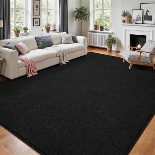 Vasofe 8x10 Large Rugs for Living Room Bedroom, Black Modern Washable Rug | Non-Slip Area Rug, Medium Pile Indoor Soft Thickened Memory Foam Carpets for Boys Girls Room Apartment Classroom Home Decor - color: Black, size: 8' x 10' (Rectangular)