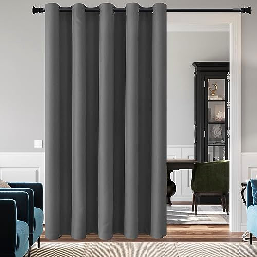 DWCN Blackout Curtain Panel for Bedroom - Thermal Insulated Energy Saving Grommet Blackout Drapery for Patio Door, Room Divider Long Curtain, Dark Grey, W60 inches by L96 inch, 1 PC - color: Dark Grey, size: 60"W x 96"L (Pack of 1)