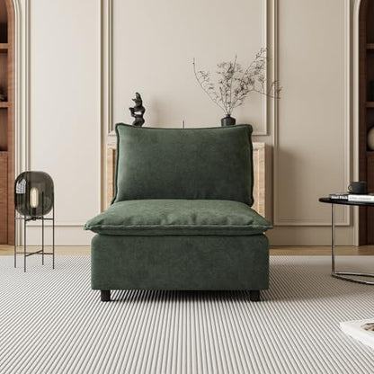 Accent Chair Armless Lounge Chair， Modern Chenille Fabric Single Sofa with Adjustable Backrest, Comfy Upholstered Vanity Chair for Small Spaces, Living Room, Bedroom - Green - color: Green, size: Accent Chair