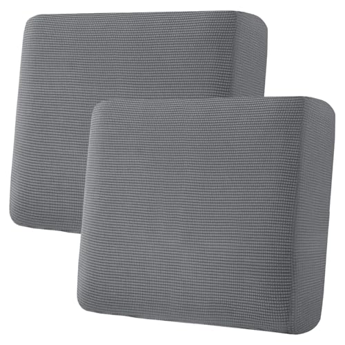 H.VERSAILTEX Super Stretch Individual Seat Sofa Covers Couch Cushion Covers Slipcover Sets Thick Jacquard Textured Twill Fabric (2 Piece Large, Grey) - color: Grey, size: 2 Cushion Sofa