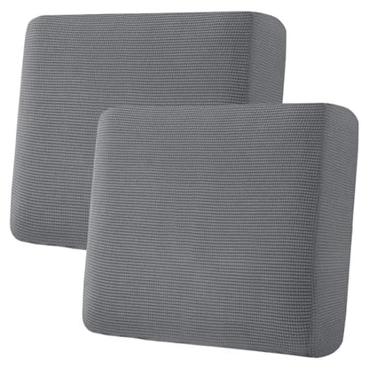 H.VERSAILTEX Super Stretch Individual Seat Sofa Covers Couch Cushion Covers Slipcover Sets Thick Jacquard Textured Twill Fabric (2 Piece Large, Grey) - color: Grey, size: 2 Cushion Sofa