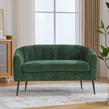 Chifee & Vingol Green Loveseat Sofa 50.2'' Wide Upholstered Loveseat Accent Couch with Metal Legs Modern 2-Seater Sofa for Living Rooms Bedroom Apartment Office,Green - color: S3055-green