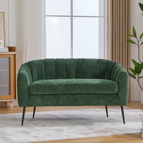 Chifee & Vingol Green Loveseat Sofa 50.2'' Wide Upholstered Loveseat Accent Couch with Metal Legs Modern 2-Seater Sofa for Living Rooms Bedroom Apartment Office,Green - color: S3055-green