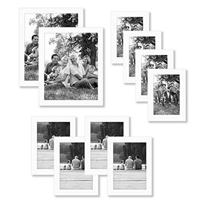 Americanflat Set of 10 Picture Frames with Shatter-Resistant Glass - Gallery Wall Frame Set with Two 8x10, Four 5x7 and Four 4x6 Frames - Signature Collection - White | Includes two 8x10, four 5x7 and four 4x6, shatter-resistant glass, hanging hardware in