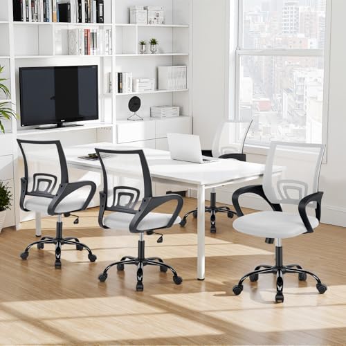 BestOffice Office Chair Ergonomic Desk Chair Mesh Computer Chair Lumbar Support Modern Executive Adjustable Stool Rolling Swivel Chair for Back Pain,White - color: White, size: 1 Pcs
