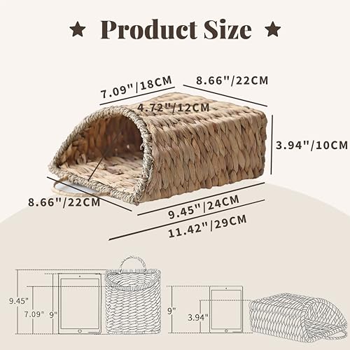 GYASVWU Woven Hanging Basket Water Hyacinth Hanging Wall Basket Wicker Handmade Baskets for Garden Farmhouse Home (Seagrass mouth)