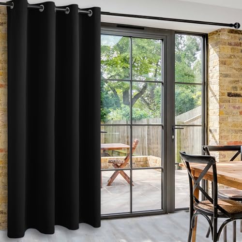 DWCN Total Privacy Room Divider Blackout Curtain - Thermal Curtains for Patio Door, Living Room, Bedroom Partition and Shared Office Space, 1 Grommet Curtain Panel, 4.3ft Wide x 7ft Tall, Black - color: Black, size: 52"W x 84"L (Pack of 1)