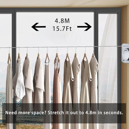 Retractable Clothesline Indoor, Grey | Heavy Duty, Wall Mounted Drying Rack, Adjustable Length, Indoor & Outdoor Use, Laundry Room/Bathroom/Hotel