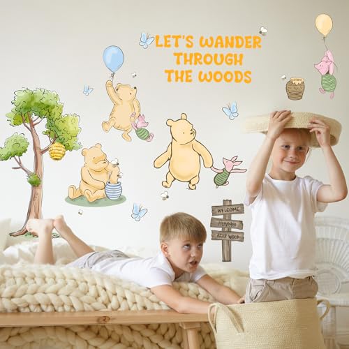 Winnie Wall Stickers for Kids, Winnie Character Stickers, The Pooh Inspirational Sticker, The Pooh Removable Sticker for Kids Baby Nursery Children Room Living Room Bedroom Playroom Wall Decoration - style: Winnie 03