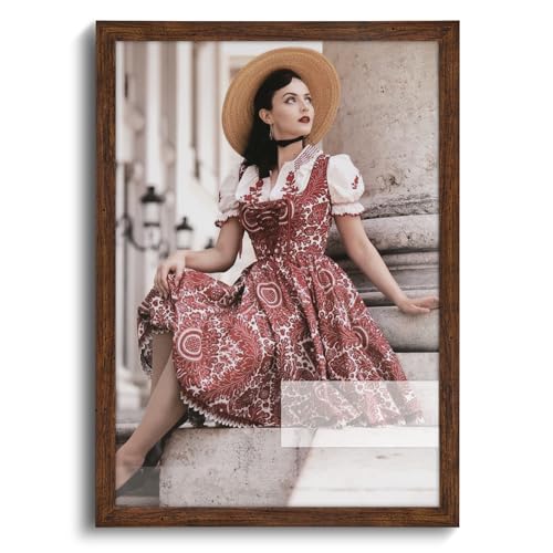 HLiWEGNS Dark Brown 14x20 Frame -Single Frame - Rustic Woodgrain 14 x 20 Poster Frame with Plexiglass for Wall Gallery Display, 14x20 Picture Frame for Puzzles, Artwork, Photos and Posters - color: Brown, size: 14x20 in