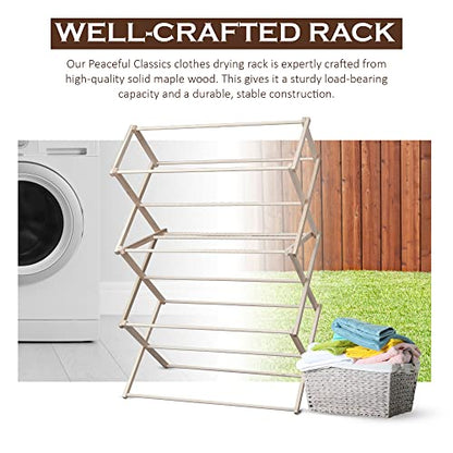 Peaceful Classics Wooden Laundry Rack - Amish Handmade Wooden Clothes Drying Rack - Foldable Drying Rack for Towel, Blanket, Linen Household Essentials - for Indoor Or Outdoor Use (38" x 30" x 13") - size: Small