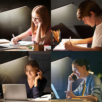 Led Desk Lamp, Desk Lamp with USB Charging Port, 5 Color Modes, 10 Brightness, Natural Light, Eye Caring Reading Lamp, Desk Light for Home Office, Table Lamp, Touch Control, Auto-Timer, Black - color: Black