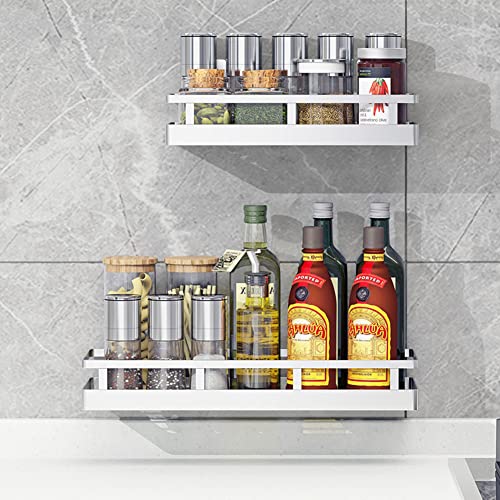 Spice Rack Organizer, SUS304 Stainless steel Wall Mount Spice Rack Storage Basket - Seasoning Container, Kitchen Spice Organizer -Kitchen Seasoning Hanging Rack - Bathroom Shelf (Silver) - size: 15.7Inch 1PC