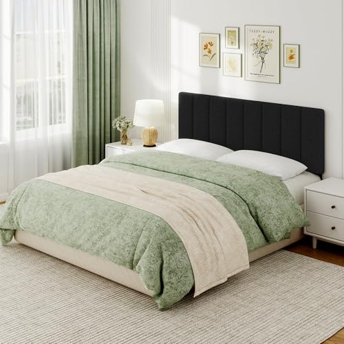 Queen Size Headboard Only, Height Adjustable Linen, Black - color: Linen-black, size: Queen/Full