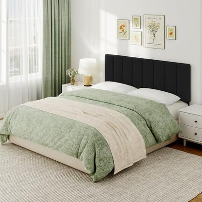 Queen Size Headboard Only, Height Adjustable Linen, Black - color: Linen-black, size: Queen/Full