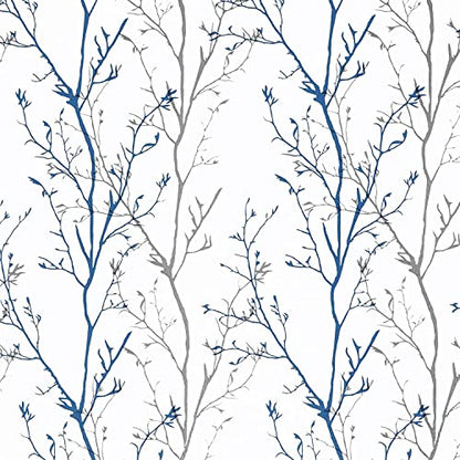Grey Blue Tree Branches Peel and Stick Contact Paper 17.7" x 472" Modern Tree Branch Removable Wallpaper Natural Wall Paper Self-Adhesive Vinyl for Drawer Liner Furniture Crafts Accent Walls - size: 17.7" x 472"
