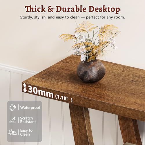 FAVOOSTY Entryway Table, 3 Tier Hallway Table, Console Tables for Living Room, Narrow Entrance Table with Storage, Sofa Table Behind Counch, Accent Table for Entry Foyer, Rustic Brown - color: Brown